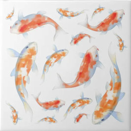 Niedliche Farben Orange und Weiß Japanische Fische Fliese