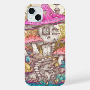 Niedliche Farben Pilzhaus Kunst iPhone 15 Plus Hülle