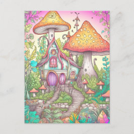 Niedliche Farben Psychedelische Pilze Kunst Postkarte