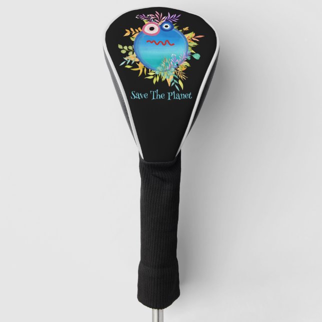 Niedliche Farben retten den Planeten Golf Headcover (Vorderseite)