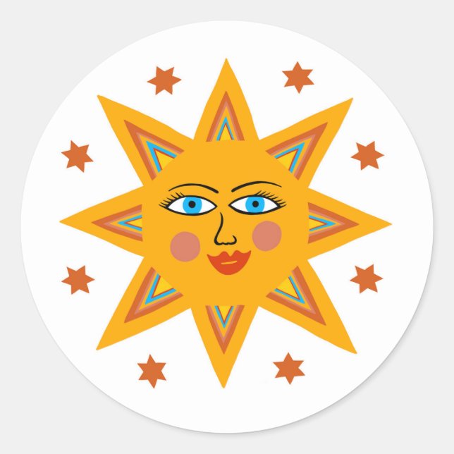 Niedliche Farben und Spaß der Sonne Runder Aufkleber (Vorderseite)