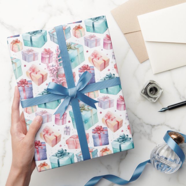 Niedliche Farben Wasserfarben Festivals Geschenkbo Geschenkpapier (Schenken)