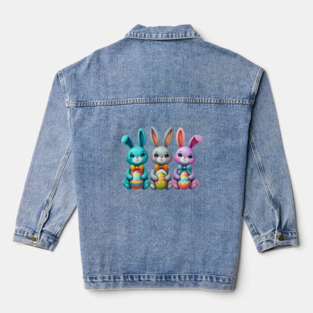 Niedliche, farbenfrohe 3 Ostersonne Jeansjacke (Rückseite)