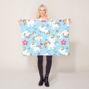 Niedliche, farbenfrohe Baby Unicorn Fleecedecke