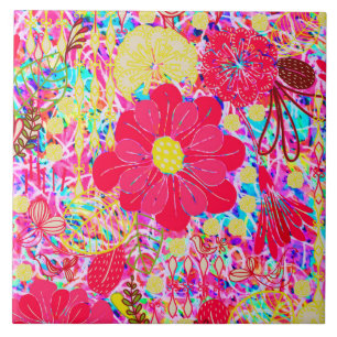Niedliche farbenfrohe Blume Fliese