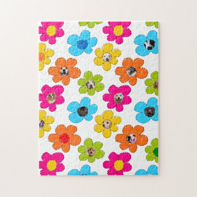 Niedliche farbenfrohe Blume Hund Mama Fun Foto Col (Vertikal)