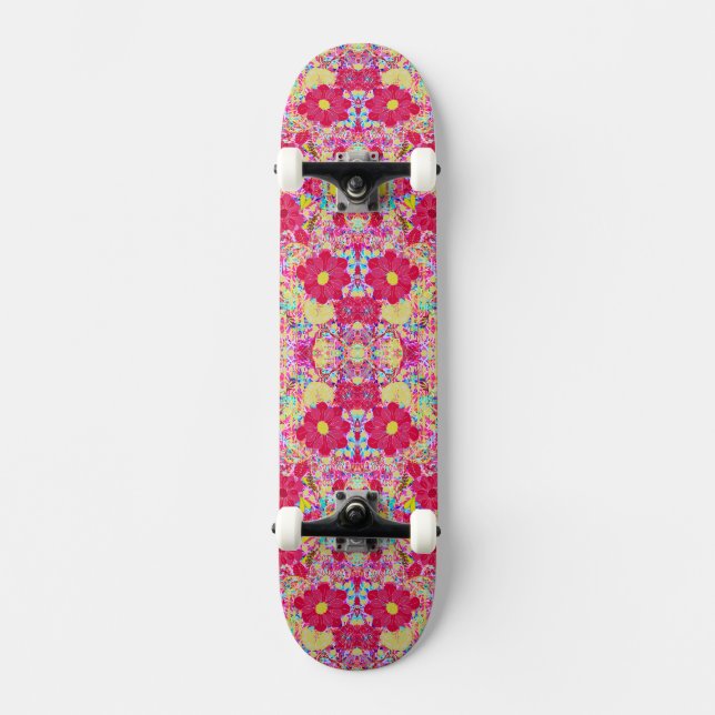 Niedliche farbenfrohe Blume Skateboard (Vorderseite)