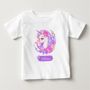 Niedliche farbenfrohe Blumenzwiebelmädchen persona Baby T-shirt
