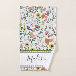 Niedliche Farbenfrohe Boho Bird- und Blumenmuster Badhandtuch Set