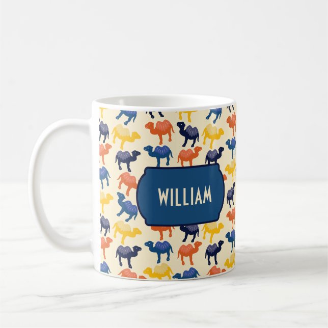 Niedliche farbenfrohe Cartoon Camels Muster Person Kaffeetasse (Links)
