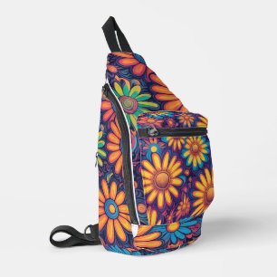 Niedliche farbenfrohe Daisy Blume psychedelisches  Crossbody Bag