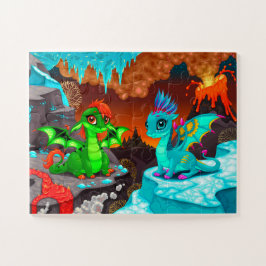 Niedliche farbenfrohe Drachen Vulkantal