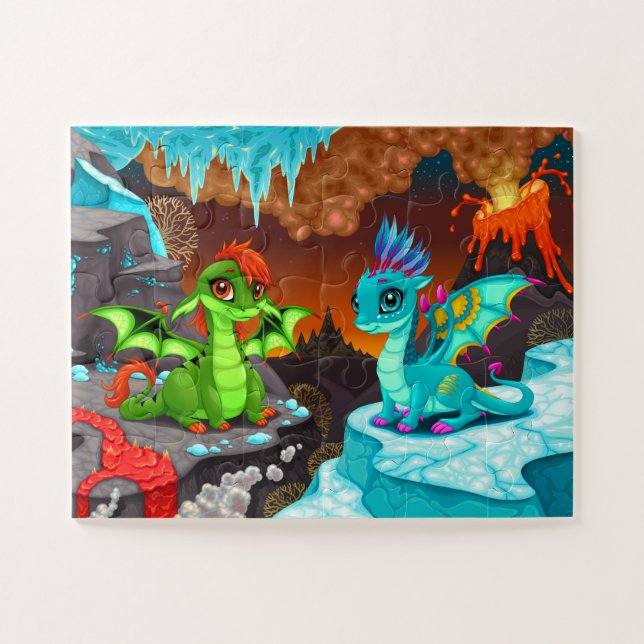 Niedliche farbenfrohe Drachen Vulkantal (Horizontal)