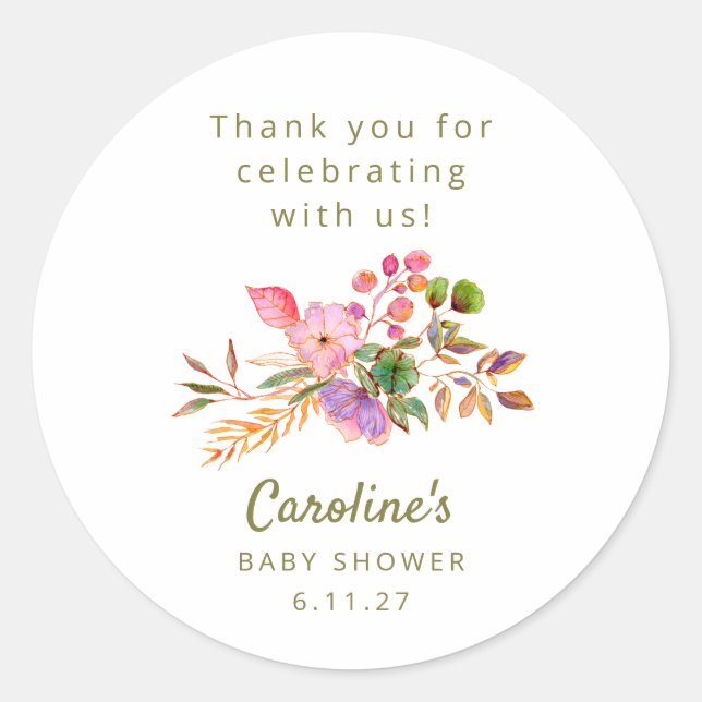 Niedliche, farbenfrohe Dusche mit Blumenblütendusc Runder Aufkleber (Vorderseite)