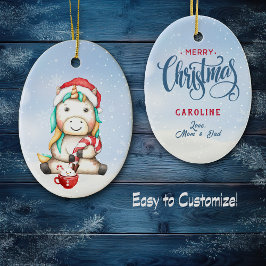 Niedliche Farbenfrohe Einhorn Candy Cane Kinder Keramik Ornament