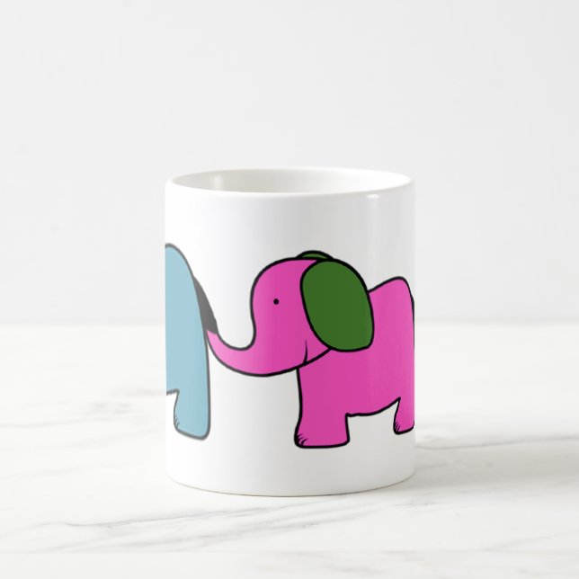 Niedliche, farbenfrohe Elefanten-Cartoon Kaffeetasse (Mittel)
