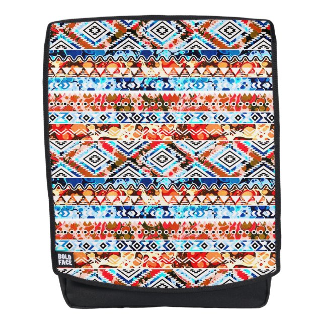Niedliche farbenfrohe grimmige Aztekenmuster Rucksack (Vorderseite)