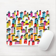 Niedliche farbenfrohe Häuser Aquarellkunst