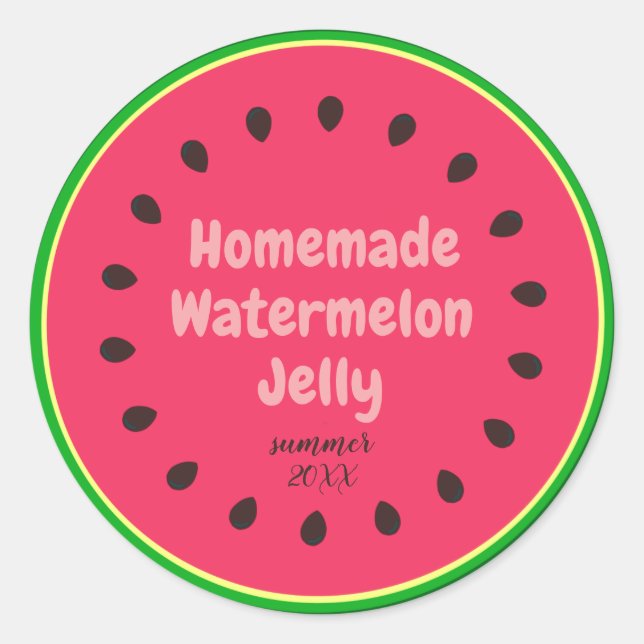 Niedliche Farbenfrohe hausgemachte Wassermelone Je Runder Aufkleber (Vorderseite)