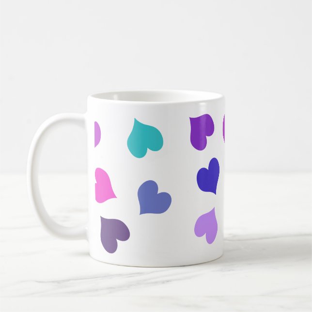 Niedliche farbenfrohe Herzen Kaffeetasse (Links)