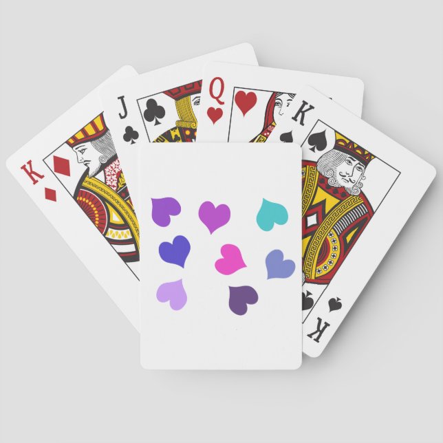 Niedliche farbenfrohe Herzen Spielkarten (Rückseite)