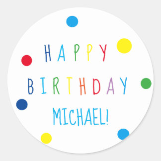 Niedliche farbenfrohe Kinder Happy Birthday Round  Runder Aufkleber