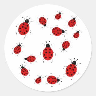 Niedliche, farbenfrohe Ladybugs Clip Art Runder Aufkleber