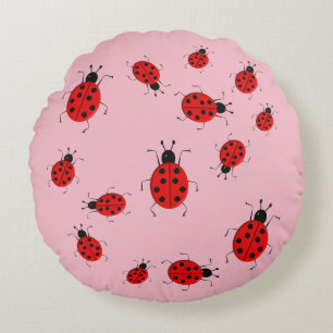 Niedliche, farbenfrohe Ladybugs Clip Art Rundes Kissen