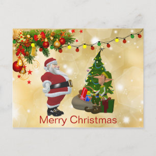 Niedliche, farbenfrohe Lichter, Weihnachtsmann, El Postkarte
