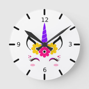 Niedliche Farbenfrohe magische Einheit Runde Wanduhr