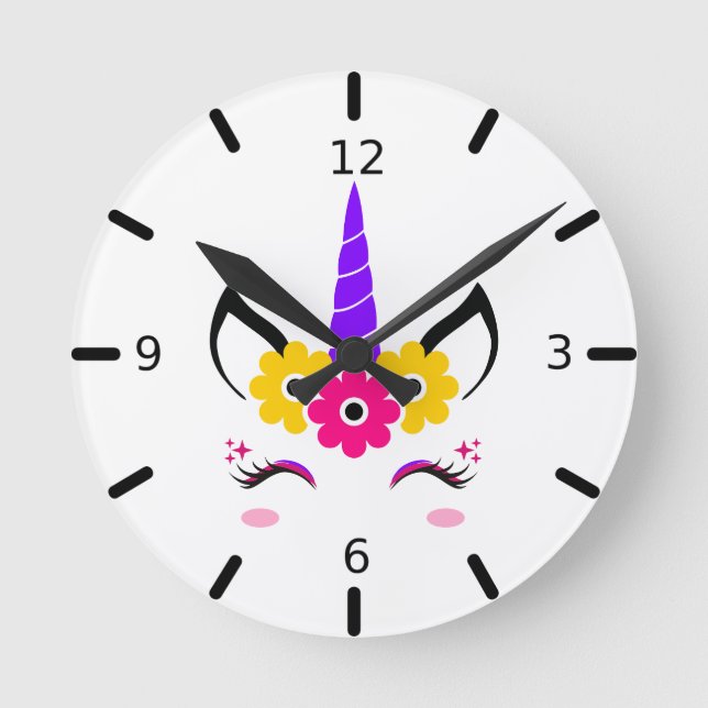 Niedliche Farbenfrohe magische Einheit Runde Wanduhr (Vorderseite)