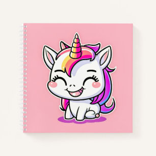 Niedliche Farbenfrohe magische Happy Einhorn Kunst Notizbuch