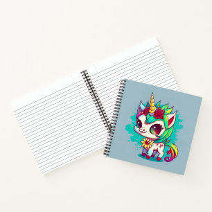 Niedliche Farbenfrohe magische Kreatur Einhorn Kun Notizbuch