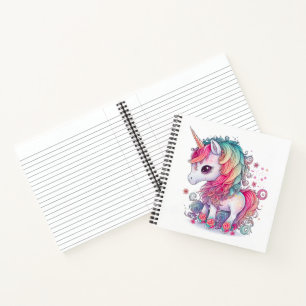Niedliche Farbenfrohe magische Kreatur Einhorn Kun Notizbuch