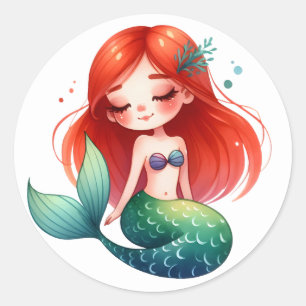Niedliche farbenfrohe Mermaid-Aufkleber Runder Aufkleber