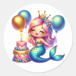 Niedliche farbenfrohe Mermaid-Aufkleber Runder Aufkleber