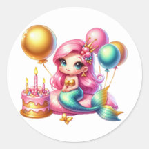 Niedliche farbenfrohe Mermaid-Aufkleber