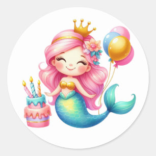 Niedliche farbenfrohe Mermaid-Aufkleber Runder Aufkleber