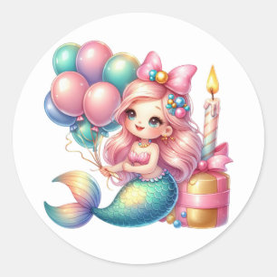 Niedliche farbenfrohe Mermaid-Aufkleber Runder Aufkleber