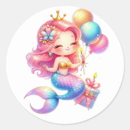 Niedliche farbenfrohe Mermaid-Aufkleber Runder Aufkleber