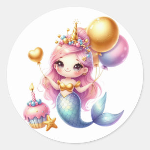 Niedliche farbenfrohe Mermaid-Aufkleber Runder Aufkleber