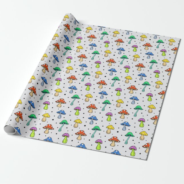 Niedliche Farbenfrohe Mischroom-Hippie-Muster Geschenkpapier (Ungerollt)