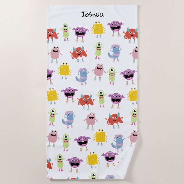 Niedliche farbenfrohe Monster Funny Kids Children  Strandtuch (Vorderseite)