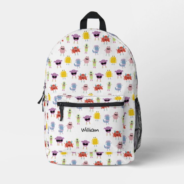 Niedliche farbenfrohe Monster Funny Kids School Bedruckter Rucksack (Vorderseite)