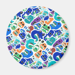 Niedliche farbenfrohe Monster sehen sich Mustern g Magnet