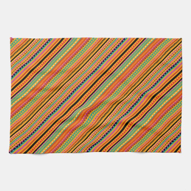 Niedliche, farbenfrohe, native Aztec-Muster Geschirrtuch (Horizontal)