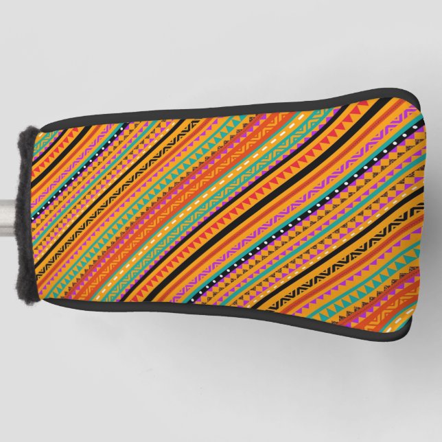 Niedliche, farbenfrohe, native Aztekenmuster Golf Headcover (Vorderseite)