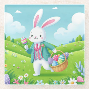 Niedliche, farbenfrohe Osterhase Glasuntersetzer