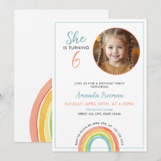 Niedliche farbenfrohe Pastel Rainbow Girls Foto Ge Einladung