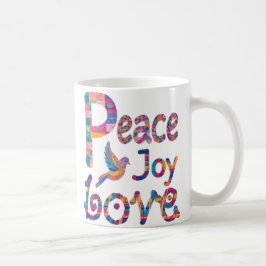 Niedliche farbenfrohe Peace Liebe Freuen Sie sich Kaffeetasse